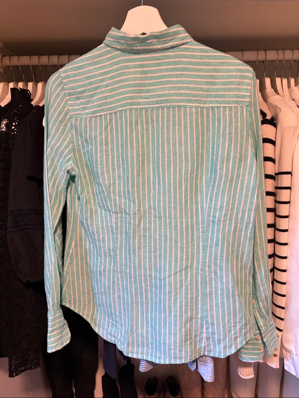 J. Crew Baird McNutt Green Stripe Linen Shirt - Picture 2 of 5